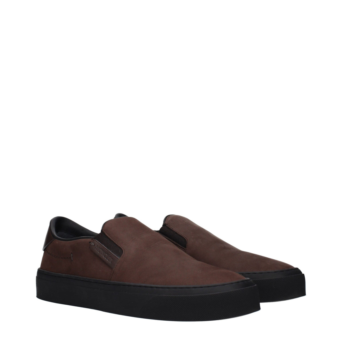 Moncler Brown Leather Slip-On Loafers for Men