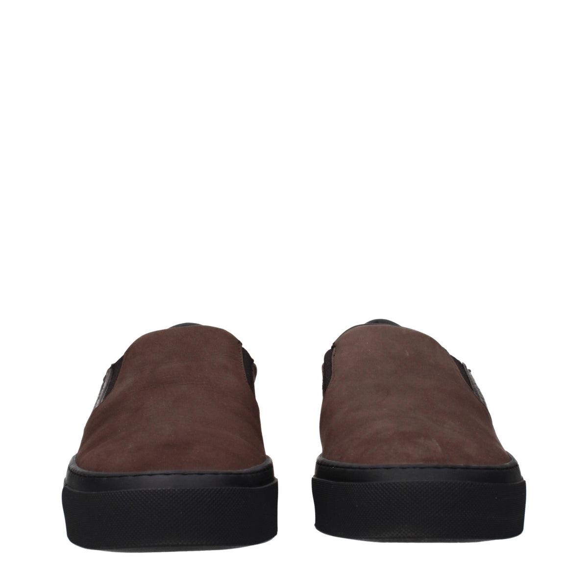 Moncler Brown Leather Slip-On Loafers for Men
