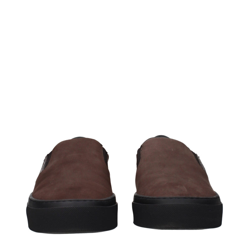 Moncler Brown Leather Slip-On Loafers for Men