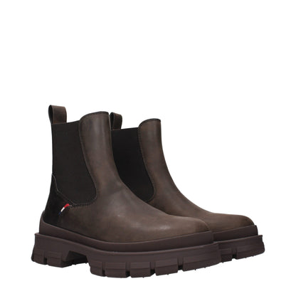 Bottines Moncler en cuir marron