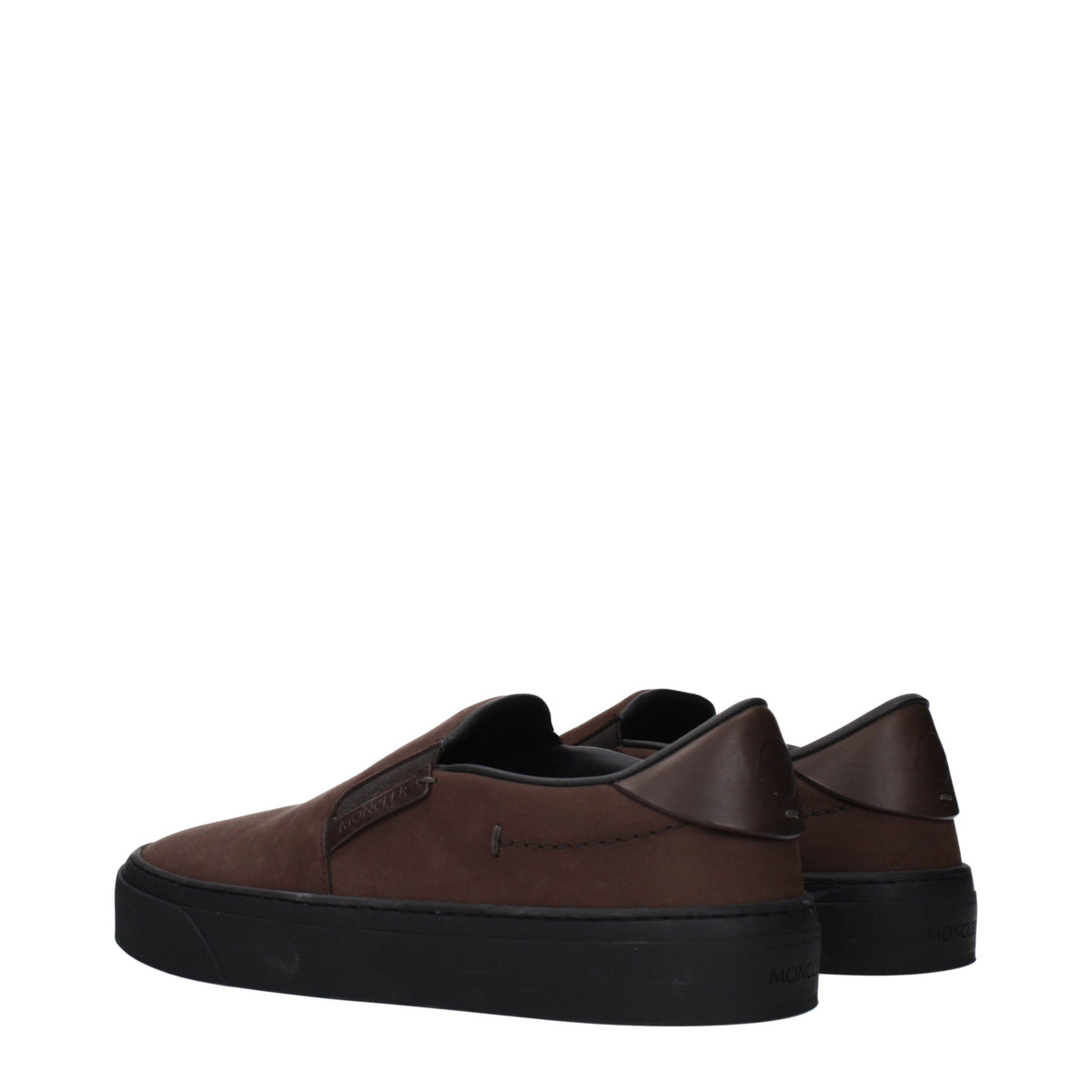 Moncler Brown Leather Slip-On Loafers for Men