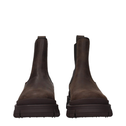 Bottines Moncler en cuir marron