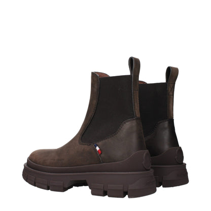 Bottines Moncler en cuir marron
