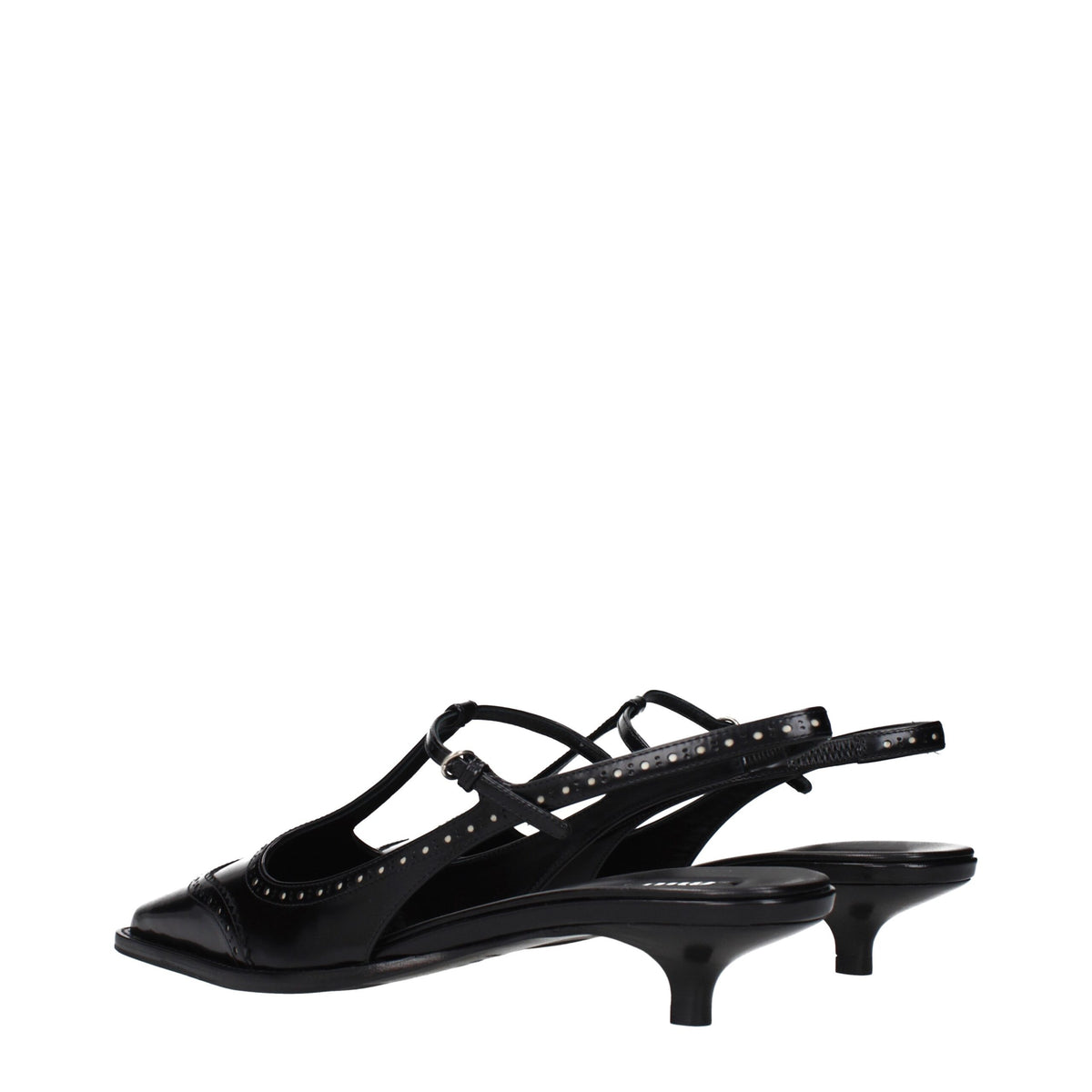 Miu Miu Black Leather Mid Heel Pumps - Élégance et Confort