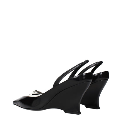 Sandales compensées en cuir noir Givenchy