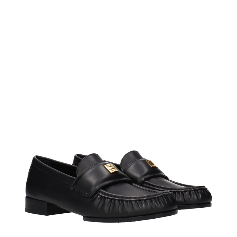 Givenchy Black Leather Slip-On Loafers for Women