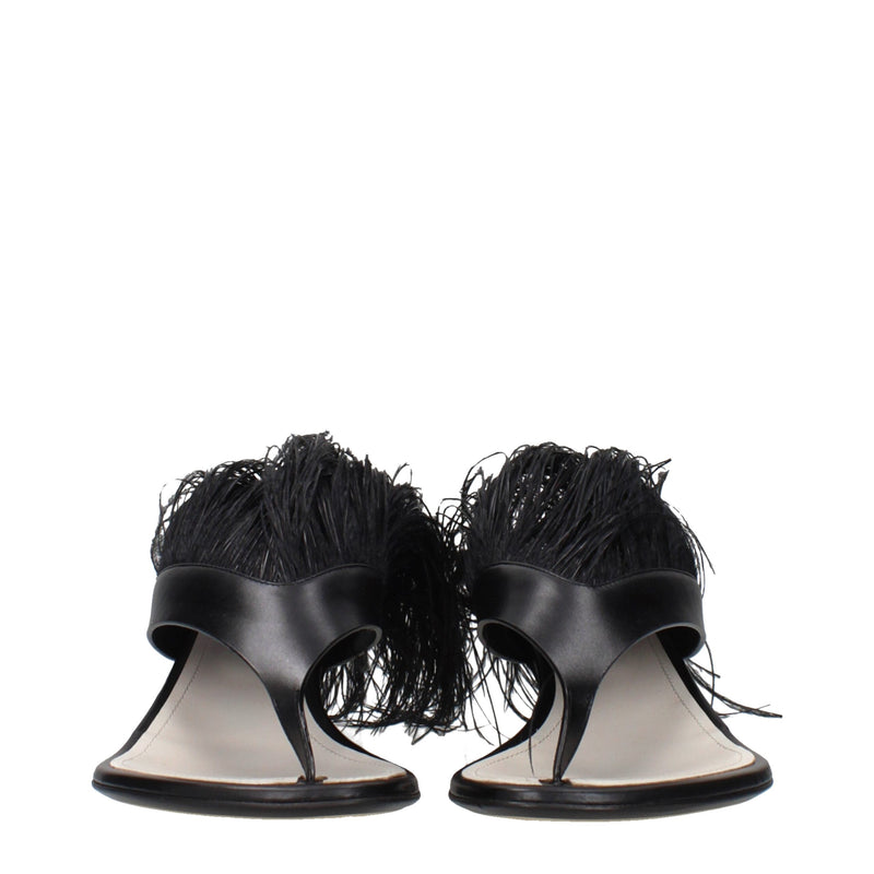 Lanvin Black Leather Flip-Flop Sandals for Women