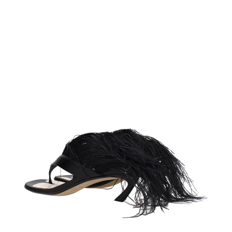 Lanvin Black Leather Flip-Flop Sandals for Women