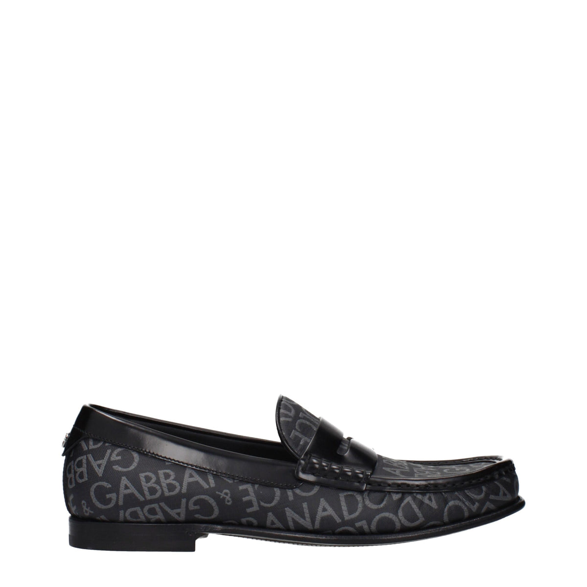 Dolce & Gabbana Black Fabric Slip-On Loafers for Men