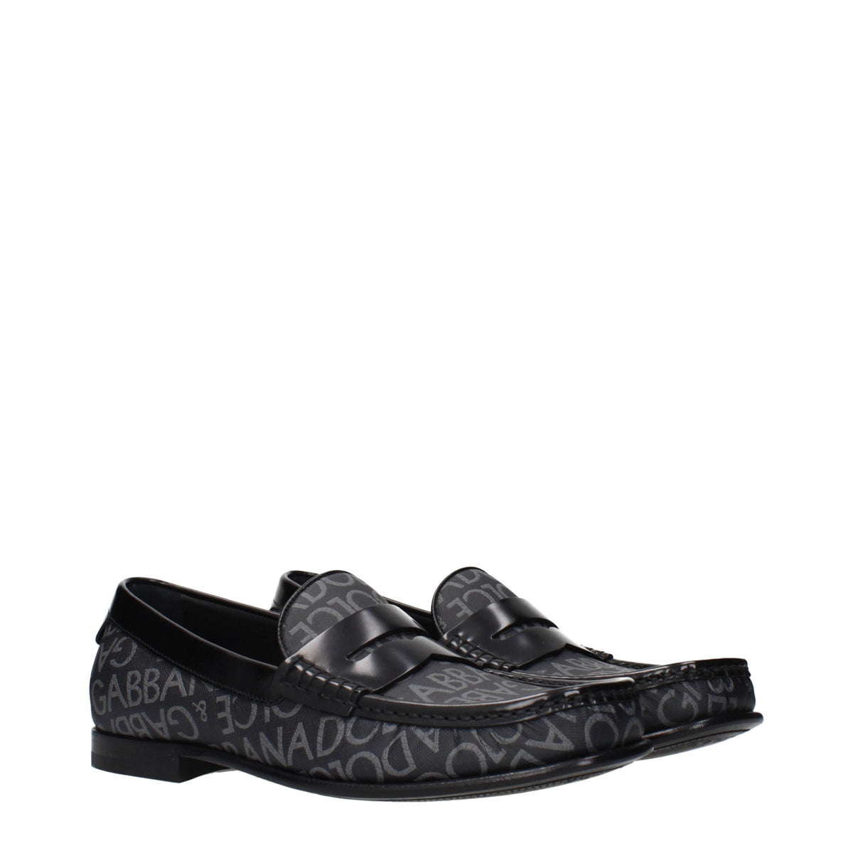 Dolce & Gabbana Black Fabric Slip-On Loafers for Men