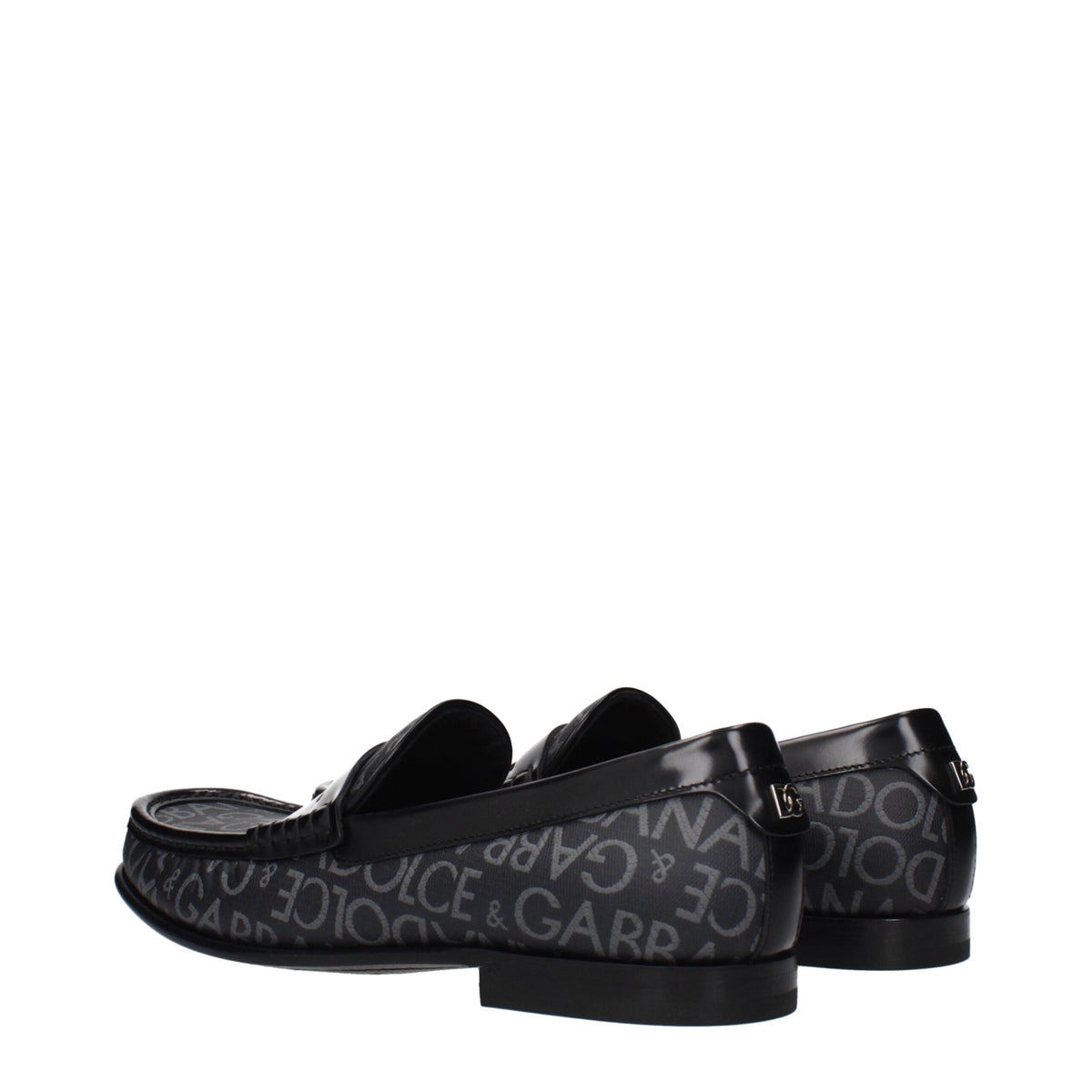 Dolce & Gabbana Black Fabric Slip-On Loafers for Men