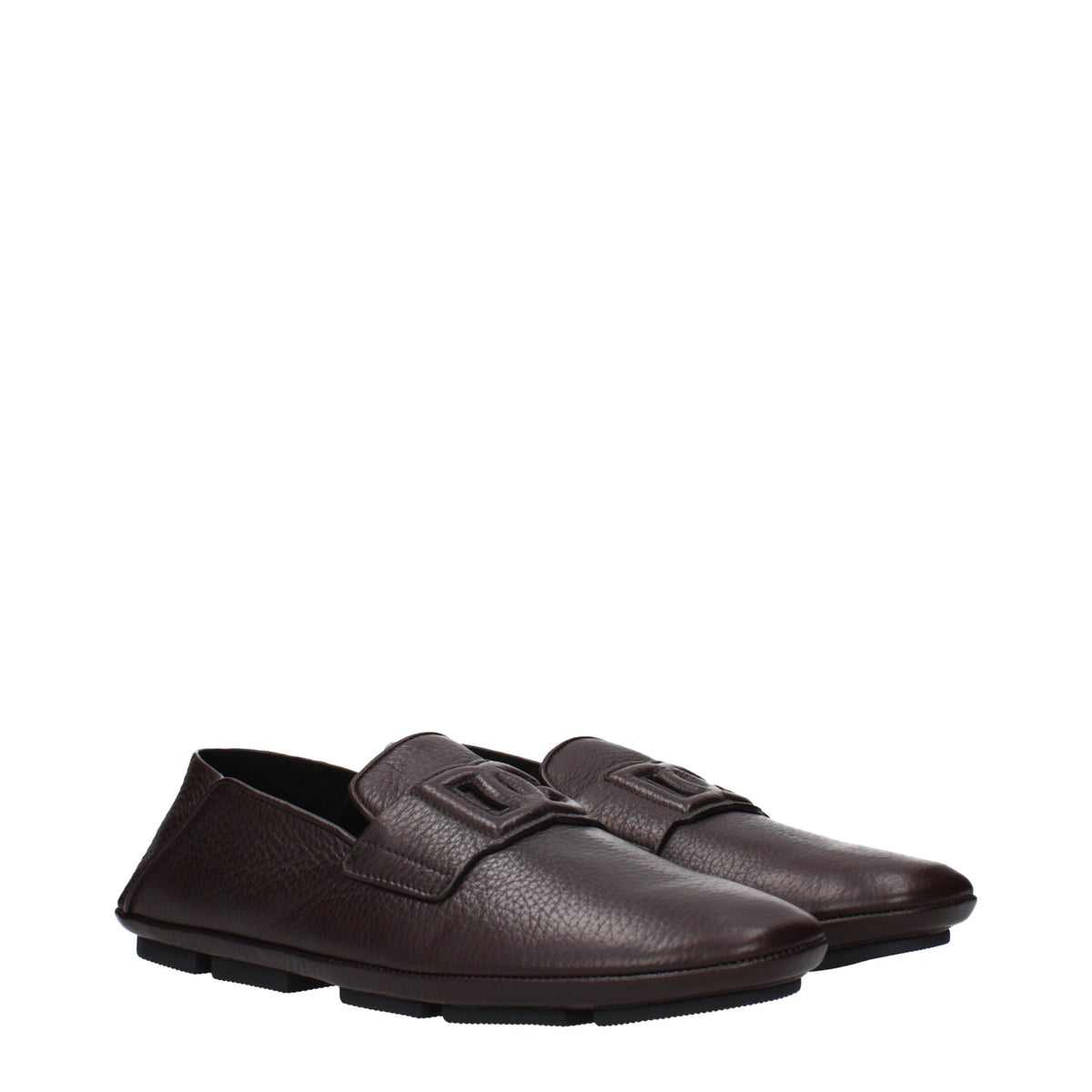 Dolce & Gabbana Brown Leather Slip-On Loafers for Men