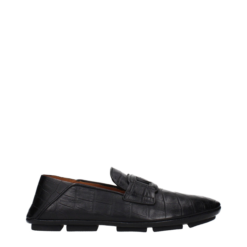 Dolce & Gabbana Black Leather Slip-On Loafers for Men