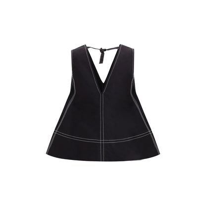 Ganni Black Elastane Top