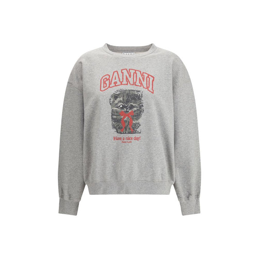 Sweat-shirt en coton gris Ganni