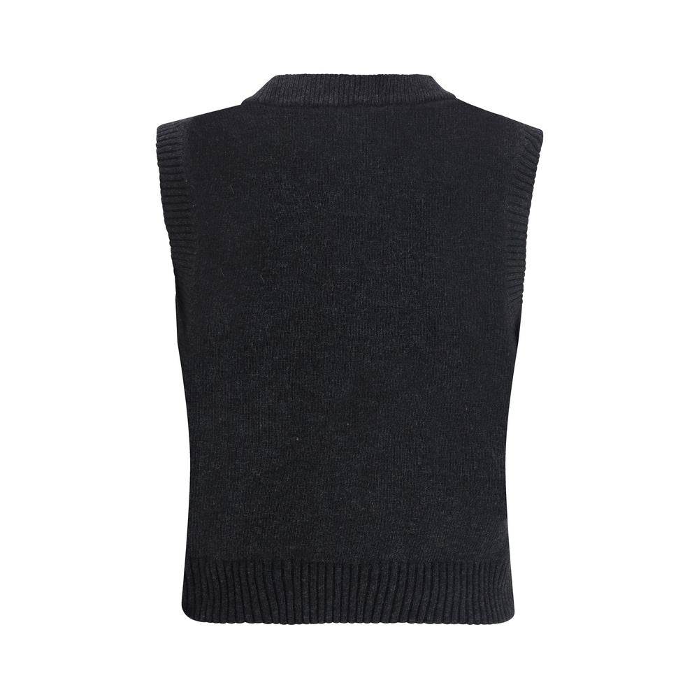 Ganni Black Wool Sweatshirt with Cherry Print