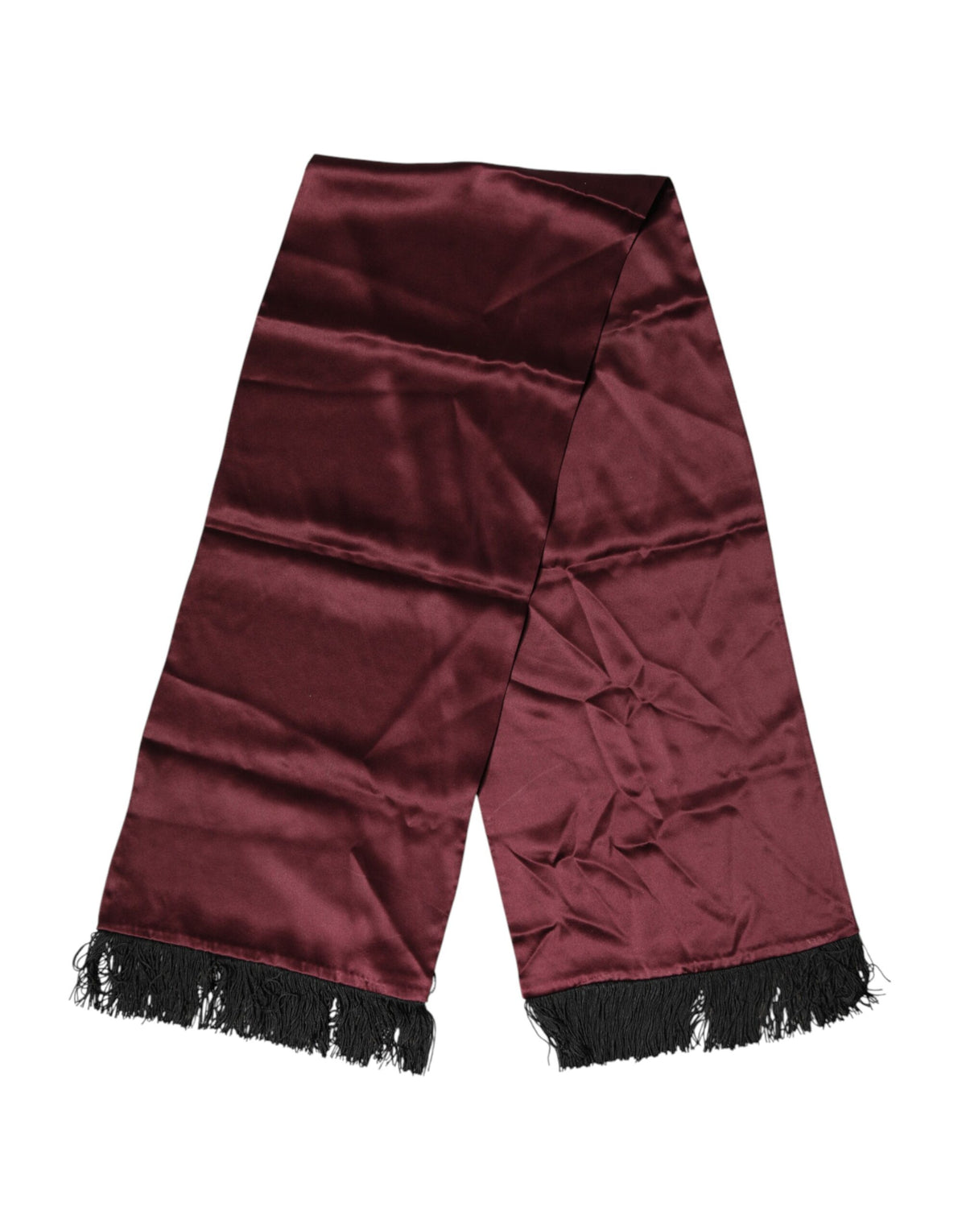 Foulard en Soie Satin Frangé Maroon Dolce & Gabbana