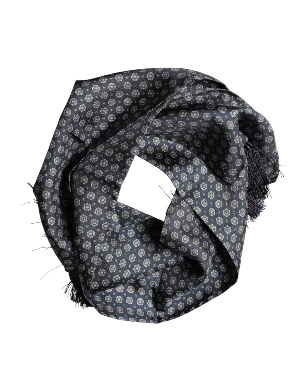 Foulard Dolce &amp; Gabbana à franges bleues à motifs 