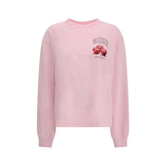 T-shirt à manches longues en coton multicolore Ganni