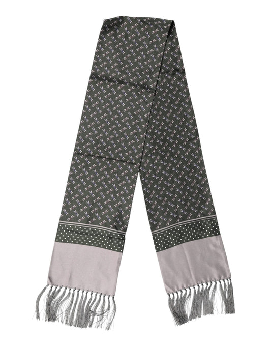 Foulard Dolce &amp; Gabbana gris à franges et motifs.