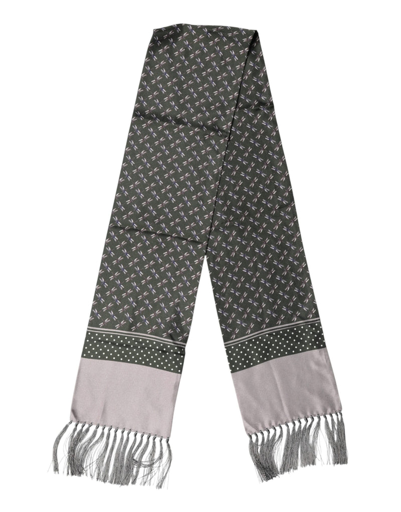 Dolce &amp; Gabbana Grijze Gestreepte Franjes Hals Foulard Sjaal