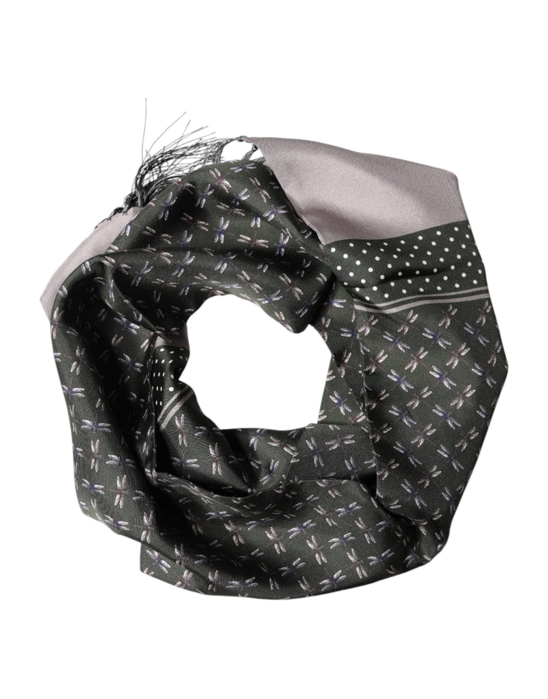 Dolce &amp; Gabbana Grijze Gestreepte Franjes Hals Foulard Sjaal