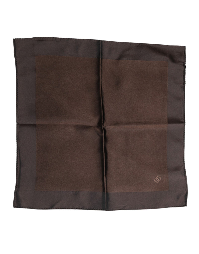 Dolce &amp; Gabbana Bruin Logo Zijden Vierkante Zakdoek Sjaal