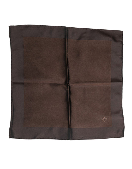 Mouchoir carré en soie marron à logo Dolce &amp; Gabbana