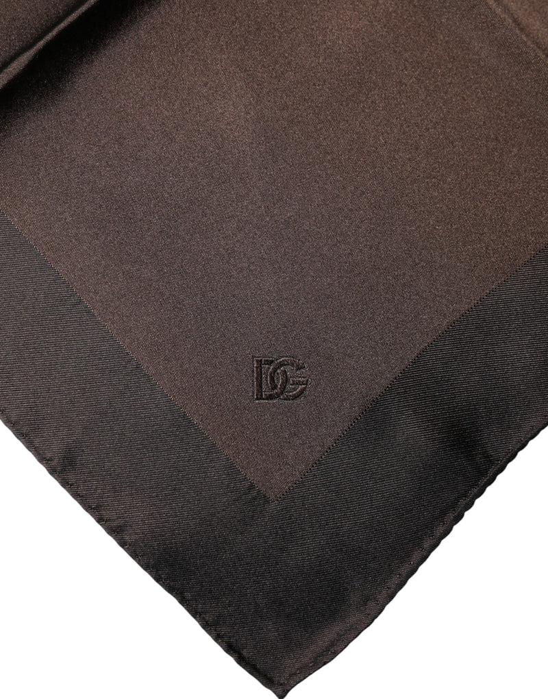 Dolce &amp; Gabbana Bruin Logo Zijden Vierkante Zakdoek Sjaal
