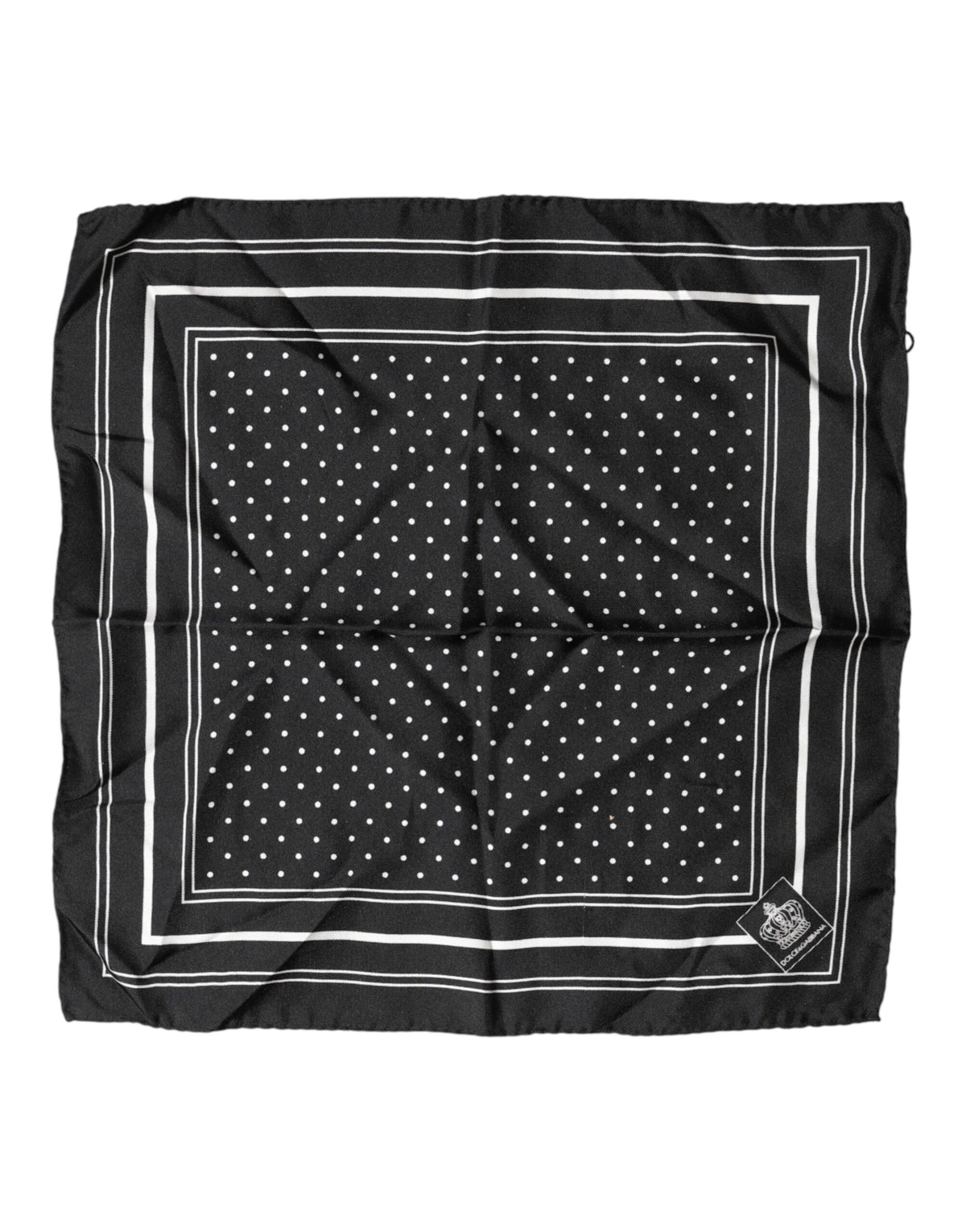 Foulard Dolce &amp; Gabbana noir à pois, mouchoir carré pour homme