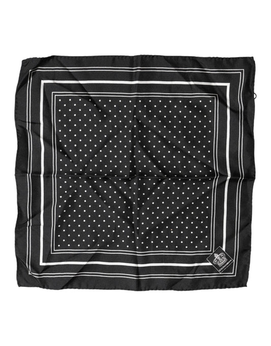Foulard Dolce &amp; Gabbana noir à pois, mouchoir carré pour homme