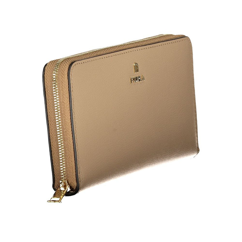 Furla Beige Leather Women Wallet - Élégant et Fonctionnel