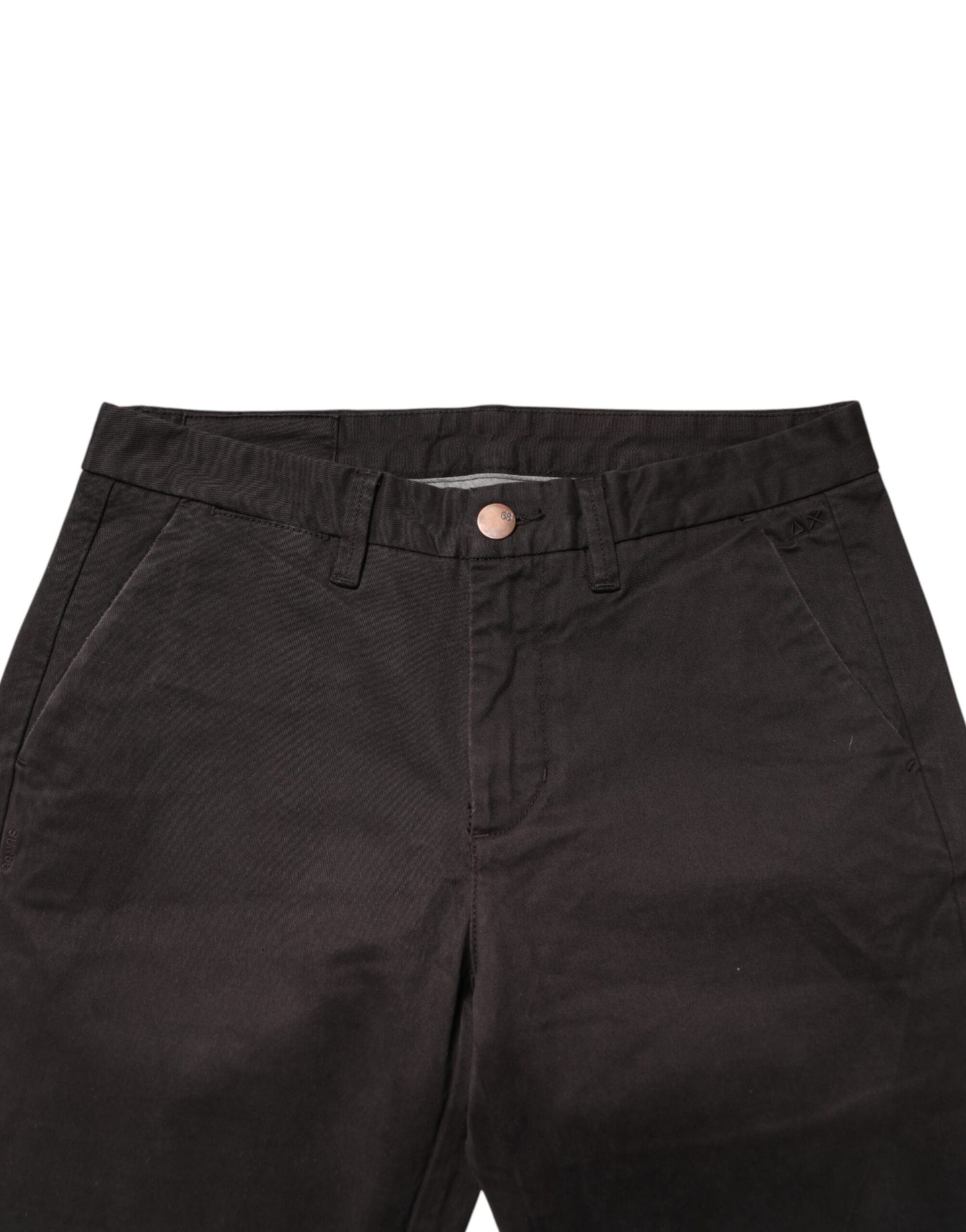 Pantalon homme Sun68 marron foncé en coton stretch, coupe skinny, taille mi-haute