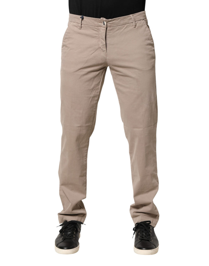 U.S. POLO ASSN. Pantalon droit beige en coton stretch mi-hauteur
