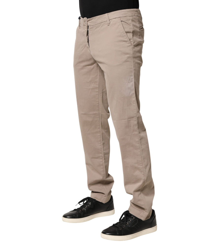 U.S. POLO ASSN. Pantalon droit beige en coton stretch mi-hauteur