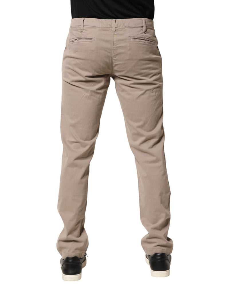 U.S. POLO ASSN. Pantalon droit beige en coton stretch mi-hauteur