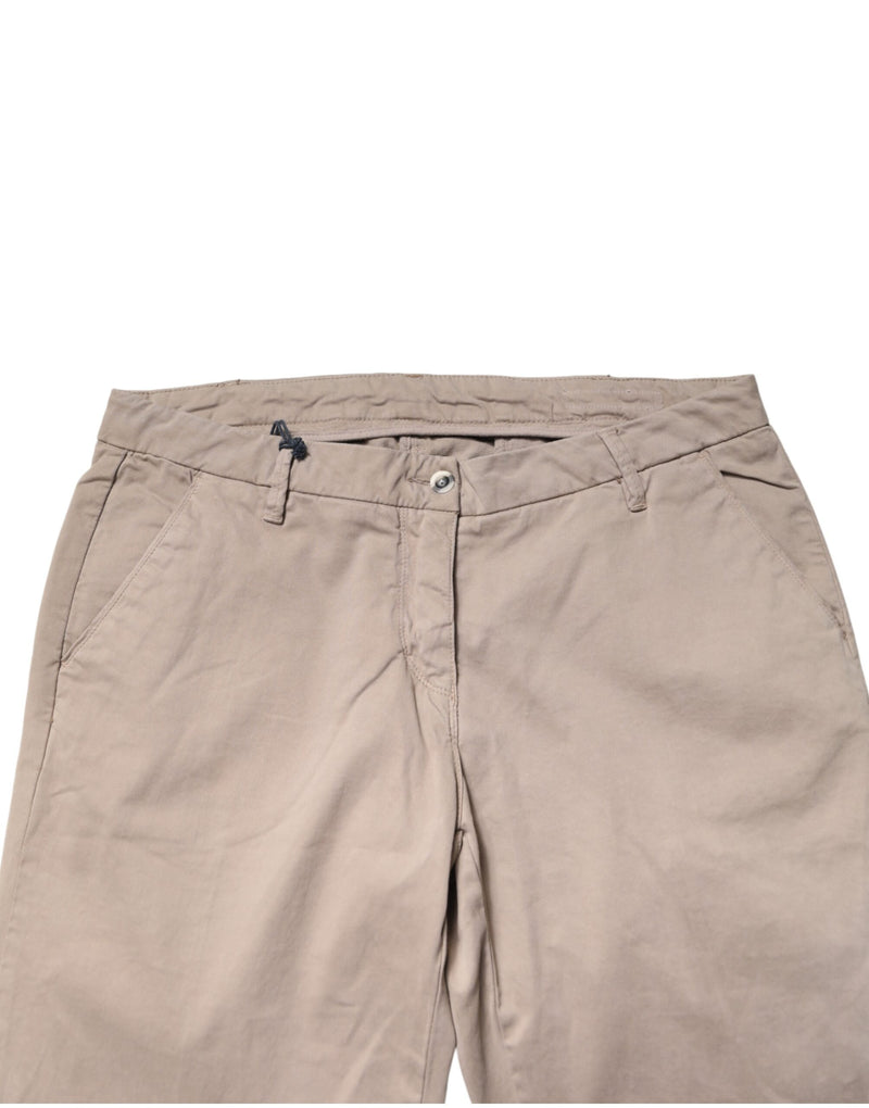U.S. POLO ASSN. Pantalon droit beige en coton stretch mi-hauteur