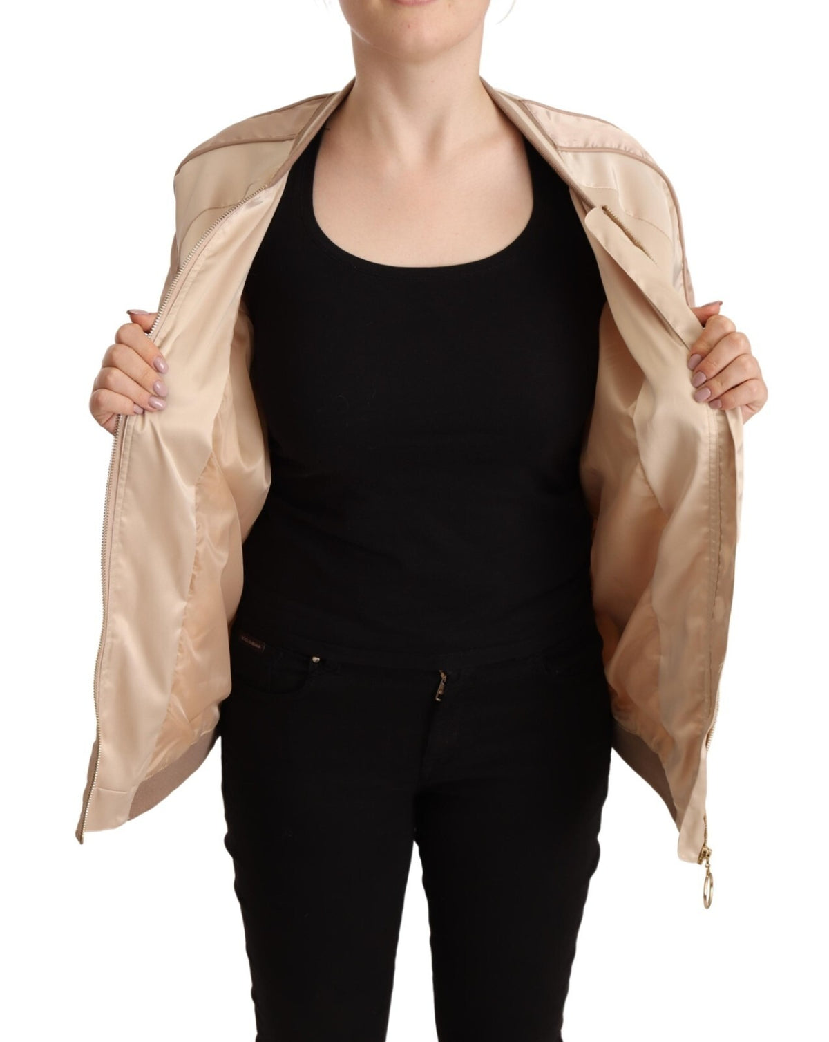 Twinset Bomber Full Zip Beige Jacket for Women