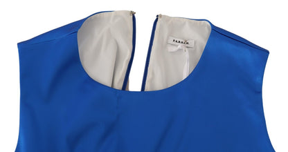 Robe fourreau midi sans manches à col rond en acétate Parosh bleu royal