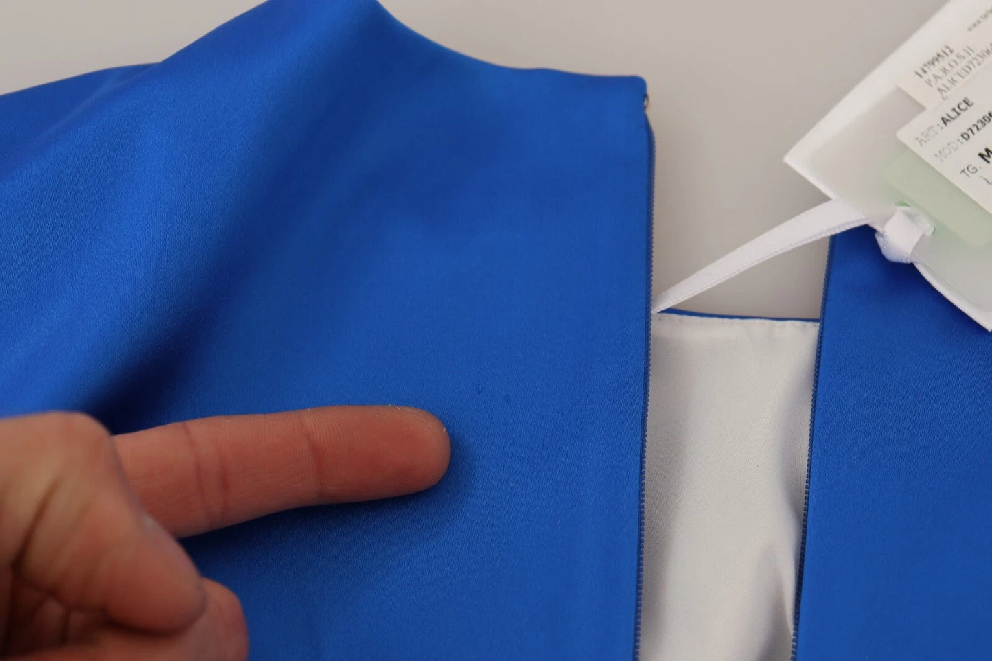 Robe fourreau midi sans manches à col rond en acétate Parosh bleu royal