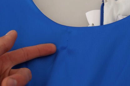 Robe fourreau midi sans manches à col rond en acétate Parosh bleu royal