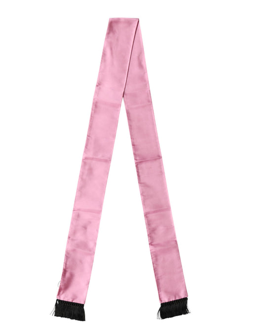 Foulard Dolce &amp; Gabbana en soie rose à franges