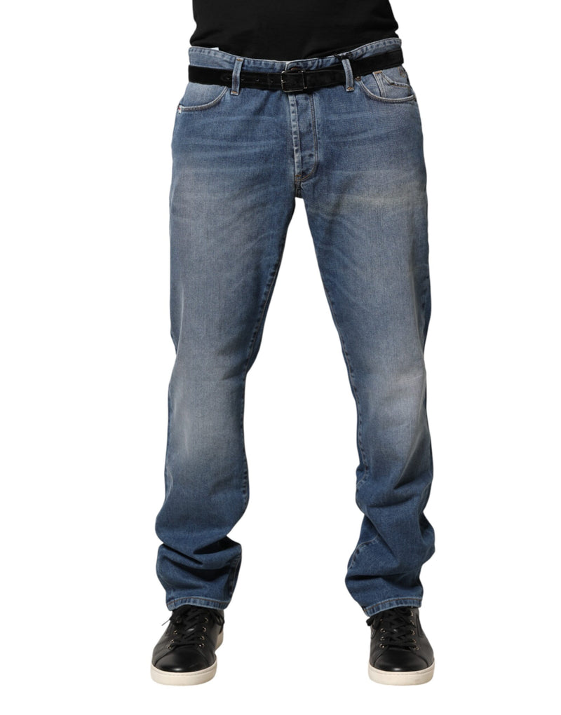 Jeckerson Blue Wassen Mid Waist Rechte Denim Heren Broek
