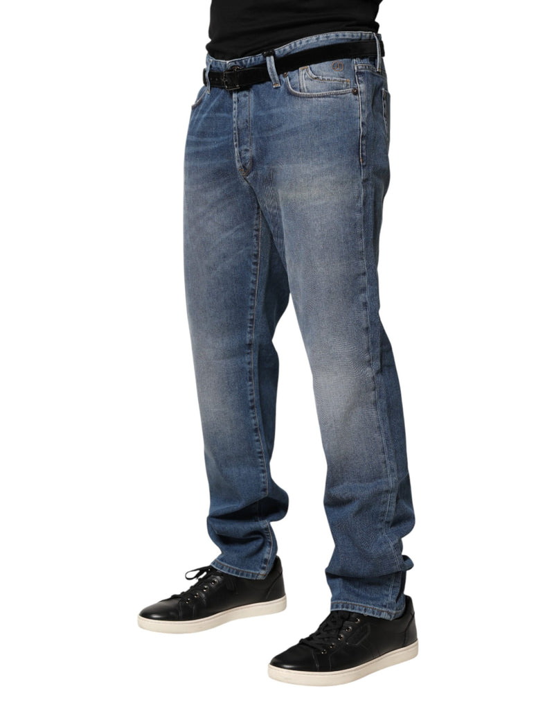 Jeckerson Blue Wassen Mid Waist Rechte Denim Heren Broek
