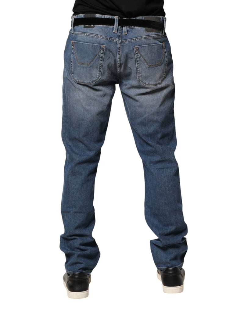 Jeckerson Blue Wassen Mid Waist Rechte Denim Heren Broek
