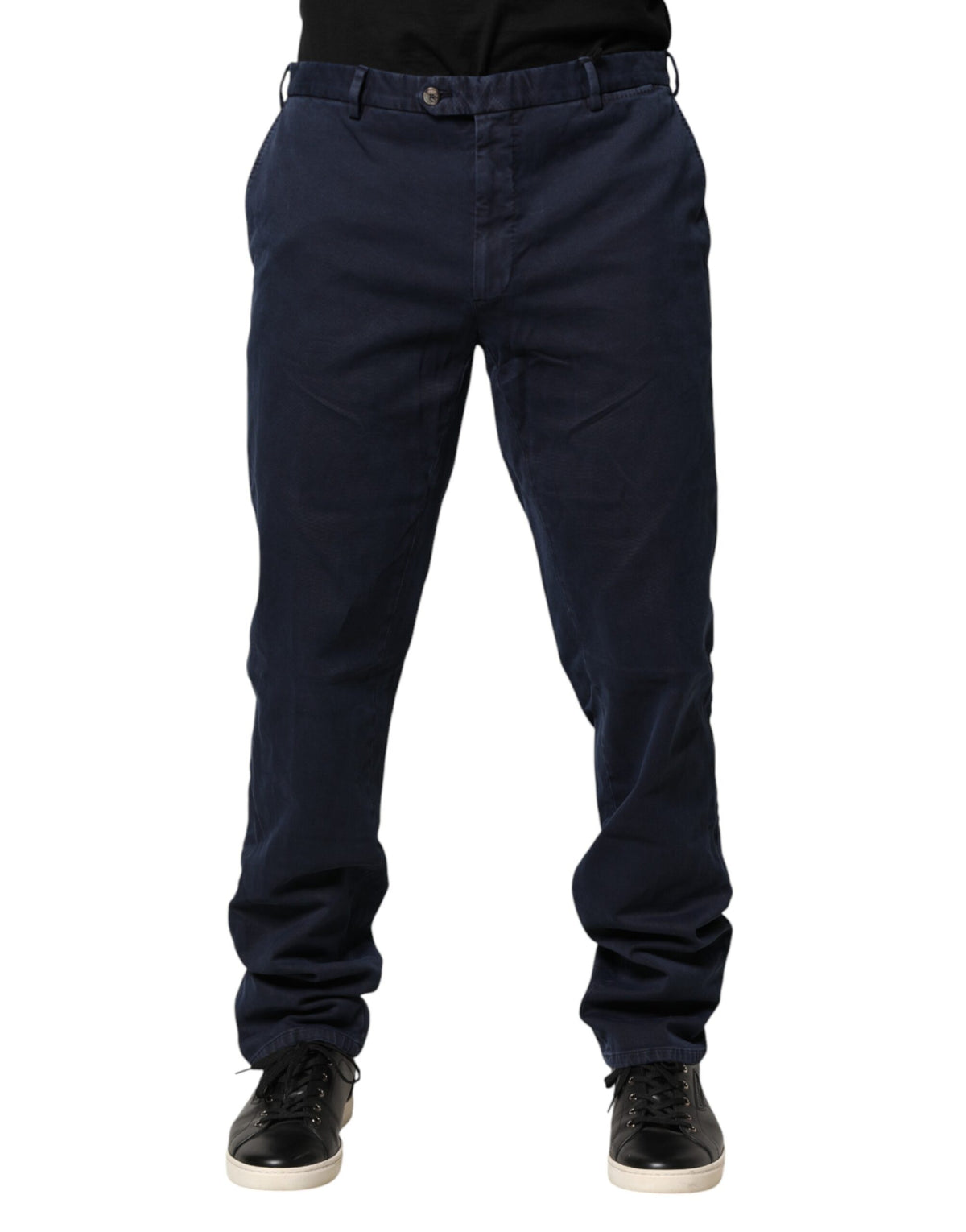 Santaniello Pantalon Chino Skinny Bleu Foncé Taille Mi-haute