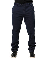 Santaniello Pantalon Chino Skinny Bleu Foncé Taille Mi-haute