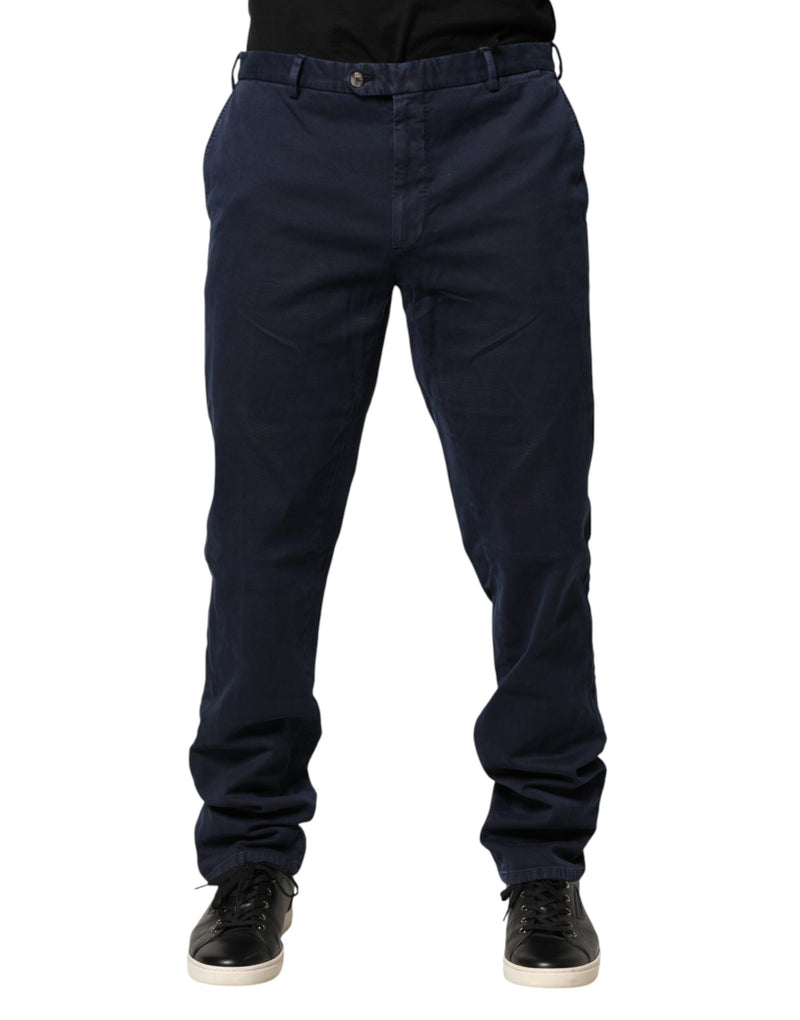 Santaniello Pantalon Chino Skinny Bleu Foncé Taille Mi-haute