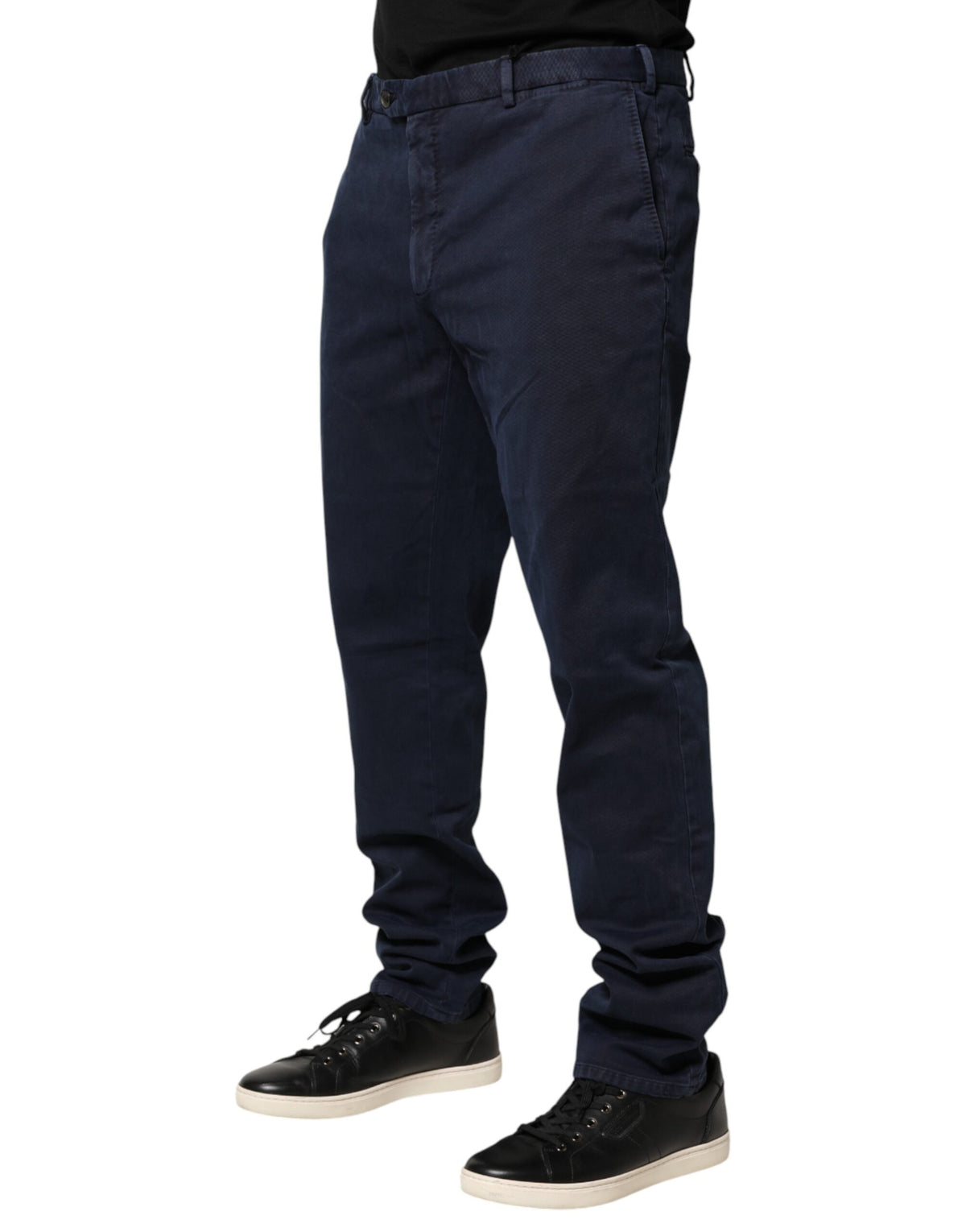 Santaniello Pantalon Chino Skinny Bleu Foncé Taille Mi-haute