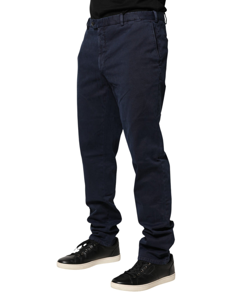 Santaniello Pantalon Chino Skinny Bleu Foncé Taille Mi-haute